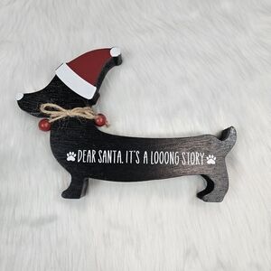 Wood Christmas Dachshund Santa Its a Long Story Sign